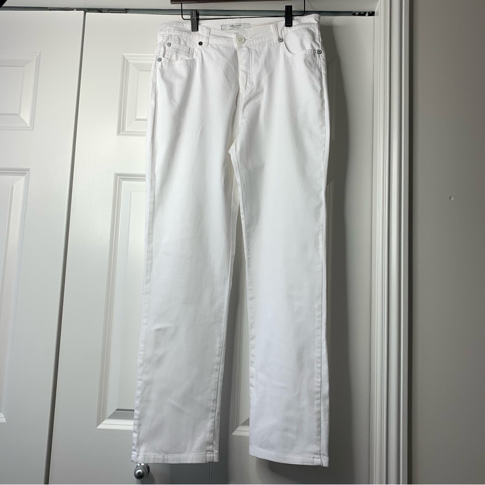 SimonChang  Denim Crisp WhiteStraight-Leg Embroidered jeans Women’s Size US 6